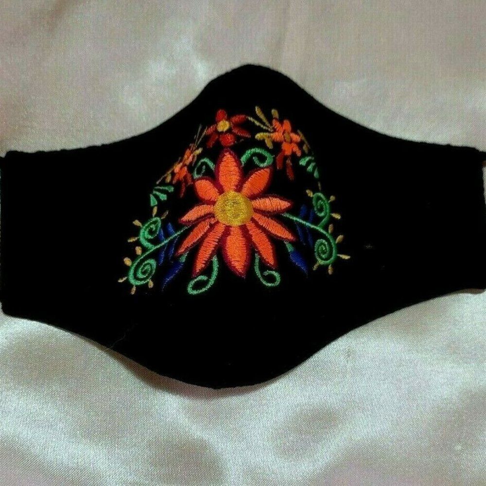 Mexican Embroidered Handmade Face Mask Cubrebocas Artesanal Triple Layer…